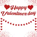 Glittering red Happy Valentine's Day banner and heart garlands for party decor - Valentine's Day Banner Heart Set
