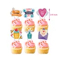 Set de adornos para cupcakes del día de la madre con flores y corazones de 2,93 pulgadas - Adornos Pequeños Integrados