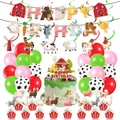 Set compleanno fattoria con striscione, palloncini colorati e decorazioni per torte - Set lusso fattoria (Banner/Spirali/Cake Topper/Cupcake Toppers/Palloncini) / Combo Lusso Fattoria