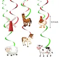 Décorations d'animaux de la ferme à suspendre, hauteur 5,9 pouces, spirales rouges et vertes - Spirales Suspendues Animaux