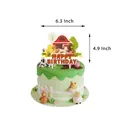 Décoration de gâteau thème ferme avec grange rouge, animaux et texte joyeux anniversaire - Grand Cake Topper Thème Ferme