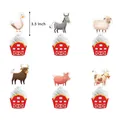 Dettaglio decorazioni per cupcake animali della fattoria con indicazione altezza 3,5 pollici - Cupcake Toppers con Illustrazione di Animali