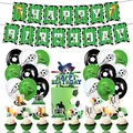Fußball-Geburtstags-Dekoset mit Banner, Luftballons und verschiedenen Tortenaufsätzen - Fußball Thema Banner Großer Topper Kleine Topper Und Luftballons