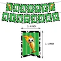 Fußball Geburtstag Partybanner Set mit grünen Streifen und Fußballer Silhouetten Design - Fußball Geburtstag Banner