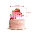 Rosa Happy Birthday Erdbeere Kuchendekoration, 16cm breites Partyzubehör für Torten - Kuchendeckel