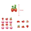 Adornos para cupcakes de fresa de 3,5 pulgadas con varios diseños de bayas y flores - Adornos Pequeños Integrados