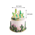 Décoration de gâteau d'anniversaire thème lama et cactus avec dimensions précises - Grand Cake Topper