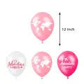 Palloncini mappa del mondo da 12 pollici in bianco e rosa per decorazioni feste - Latex Balloon