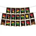 Black History Month banner set with red yellow green letters and African map patterns - 1 Set Black History Month Pull Flag
