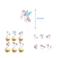 Unicorn cupcake toppers set showing 3.6-inch height detail and assorted designs - Cupcake Toppers Set