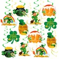 St. Patrick's Day Hängedekoration mit Leprechaun- und Kleeblatt-Motiven im Set - Spiraldeko und Karten Kollektion (St. Patrick's Day)