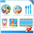 Kit de vaisselle de fête Noël plage avec assiettes gobelets serviettes et nappe - Ensemble de Vaisselle Comprenant Assiettes Tasses Serviettes Couverts Et Nappe