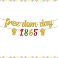 Bannière scintillante Juneteenth Freedom Day avec lettrage 1865 pour décoration de fête - Style Freedom Day 1865