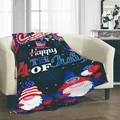Independence Day gnome flannel blanket with Happy 4th of July patterns on white sofa - 100*150cm / Independence Day Style 3
