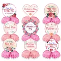 Set di 9 decorazioni a nido d'ape rosa per la festa della mamma con motivi floreali - Set Di Ornamenti In Carta A Nido D'Ape