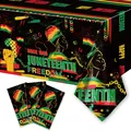 Set tovaglia e tovaglioli per Juneteenth con colori panafricani e simboli di libertà - Tovaglia Juneteenth (130*220cm) / Set di 3