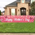 Pancarta de jardín rosa para el Día de la Madre con tulipanes y texto de celebración - Estilo Tulipan y Mariposa (Pancarta de Jardín) / 250x45cm