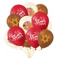Rosh-Haschana-Ballons aus Latex mit Shana-Tova-Gruß und festlichen Apfelmotiven - Braune Rote Elfenbeinfarbene Ballons