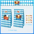 Oktoberfest party kit with 12 blue checkered paper bags and matching festive stickers - Beer Festival Theme