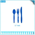 Blauwe plastic bestekset met lepel vork en mes met 17 cm lengte specificatie - Lichtblauwe Messen
