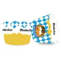 Oktoberfest cupcake wrappers with blue diamond pattern and beer mug designs - 12 Cupcake Wrappers