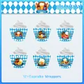 Pack de 12 envoltorios para cupcakes Oktoberfest con cuadros azules y blancos - Juego de 12