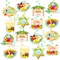 Set di decorazioni a spirale per Sukkot con motivi Stella di David e Menorah ebraica - Set Di Cartellini Appesi E Spirali