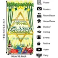 Grande striscione Happy Sukkot 180x90cm con Etrog e Menorah per decorazione festiva - Stile con Fori