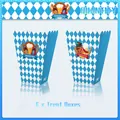 Set da 6 scatole per snack Oktoberfest a scacchi bianchi e blu per feste e regali - Stile Rombo Bavarese