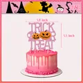 Topper per torta rosa glitter Trick or Treat con zucche per decorazione di Halloween - Topper per Torta Grande