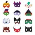 12-piece Halloween party masks set featuring pumpkin, bat, and skeleton cartoon designs - Halloween Cartoon Style (12pcs Halloween Masks)