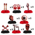 8-teiliges Halloween-Tischdeko-Set mit blutigen Gliedmaßen und Totenkopf-Motiven - 8er Set