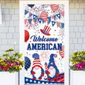 Independence Day door banner featuring patriotic gnomes and Welcome American text - Door Banner Style Two