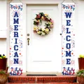Independence Day American Welcome banners set for outdoor patriotic front door decor - Couplet Style Two