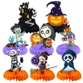 8Pcs Halloween honeycomb centerpiece set with pumpkin ghost and witch for party decor - Halloween Cartoon Characters