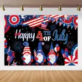 Happy 4th of July decorative background banner featuring festive gnomes and stars - Backdrop Style One