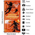 Banner di compleanno basket 90x180cm per decorazione murale di festa sportiva sfondo - 180x90cm / Arancione Vivace