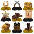 Set di 9 centrotavola a nido d'ape a tema Cowboy Western per decorazioni di compleanno - Design Cowboy Occidentali (20220309-WL西部牛仔摆台)