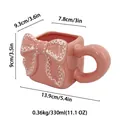 Tazza da caffè in ceramica rosa con fiocco 3D e capacità di 330 ml per donne - In scatola / Fiocco Rosa Colore Completo