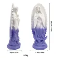 Dettagli della statua della Vergine di Guadalupe con sfumatura viola e dimensioni - Bianco Violetto