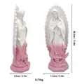 Vista frontale e laterale della statua della Madonna di Guadalupe con dimensioni - Rosa Bianco
