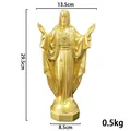 Estatua de Jesús en resina dorada con medidas para decoración de interiores - Estatua Dorada del Sagrado Corazón de Jesús (A02)