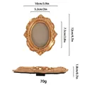 Vintage gold oval resin frame with European embossed pattern and detailed dimensions - Gold Oval Style 10#