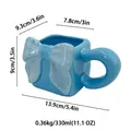 Simpatica tazza quadrata in ceramica azzurra con fiocco 3D e capacità 330 ml - In scatola / Fiocco Blu Colore Completo