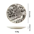 Piatto decorativo in ceramica stile italiano con schizzo di Milano e bordo dorato - Bordo Oro Porcellana d'Ossa / Milano Style