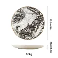 Piatto in ceramica da 8 pollici stile italiano con schizzo architettonico di Verona - Bordo Oro Porcellana d'Ossa / Verona Style