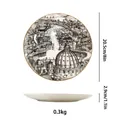Piatto decorativo in ceramica da 8 pollici con schizzo di Roma e bordo dorato - Bordo Oro Porcellana d'Ossa / Roma Style