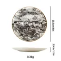 Piatto decorativo in ceramica 8 pollici con panorama di Genova in stile schizzo - Genova Style