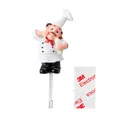 Gancio a muro creativo a forma di chef in resina con doppio gancio e adesivo per cucina - Stile Chef Testa Inclinata