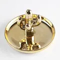 Golden cactus ceramic jewelry tray with a round base for rings and bracelets organizer - Gold Base Gold Cactus